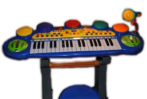 Dětské klávesy s mikrofonem a židličkou - modré