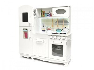 Derrson XXL Dřevěná kuchyňka bílá s příslušenstvím W5179