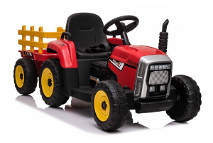 Elektrický traktor s přívěsem, 2.4GHz - červený