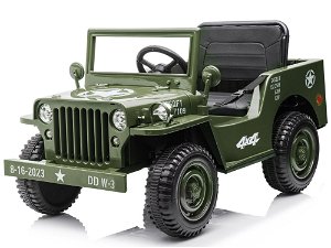 Dětský elektrický vojenský jeep willys SMALL 4x4 světle zelený