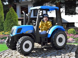 Dětský elektrický traktor New Holland Strong 24V modrý