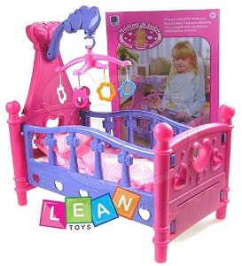 Postýlka pro panenku s kolotočem - Lean Toys