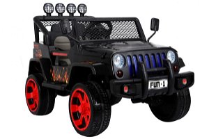 Ramiz Jeep Raptor 4x4, kožená sedačka, 2 místné - černé s plameny