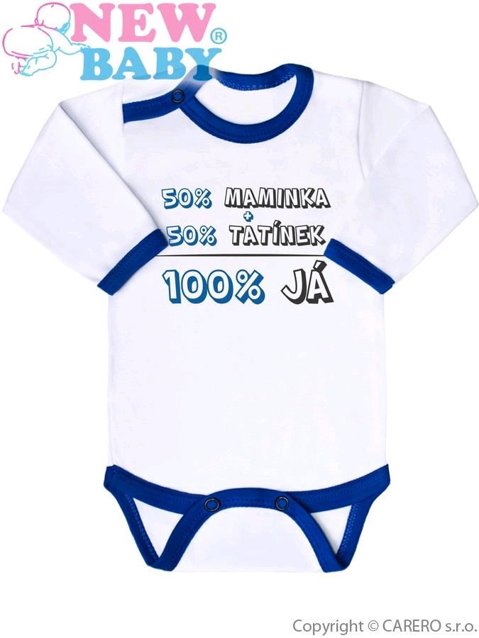 Body s potiskem New Baby 50% MAMINKA + 50% TATÍNEK - 100% JÁ modré Modrá 74 (6-9m)