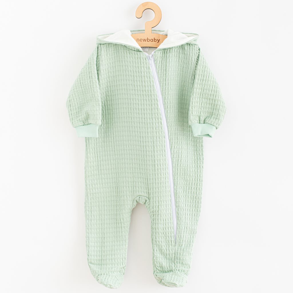 Kojenecký mušelínový overal s kapucí New Baby Comfort clothes šalvějová Zelená 68 (4-6m)
