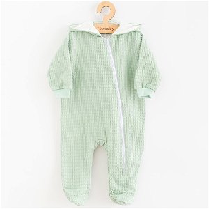 Kojenecký mušelínový overal s kapucí New Baby Comfort clothes šalvějová Zelená 68 (4-6m)