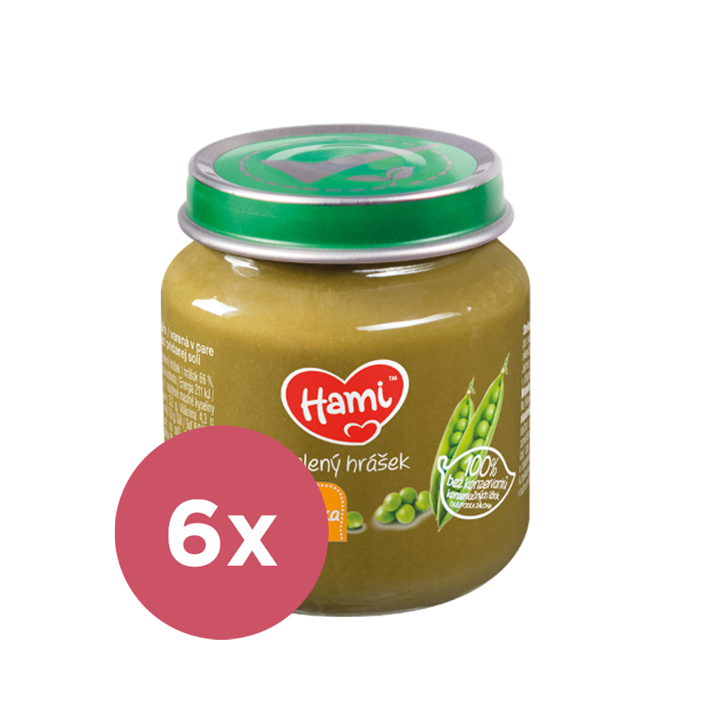 6x HAMI Zelený hrášek (125 g) - zeleninový příkrm