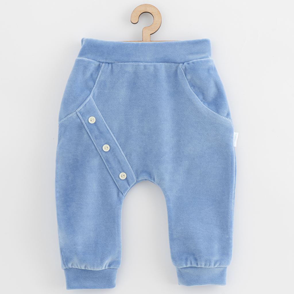 Kojenecké semiškové tepláčky New Baby Suede clothes modrá Modrá 74 (6-9m)