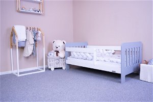 Dětská postel se zábranou New Baby ERIK 140x70 cm bílo-šedá Šedá