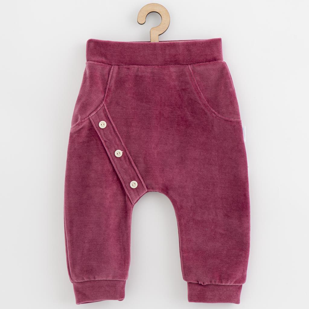 Kojenecké semiškové tepláčky New Baby Suede clothes růžovo fialová Fialová 68 (4-6m)