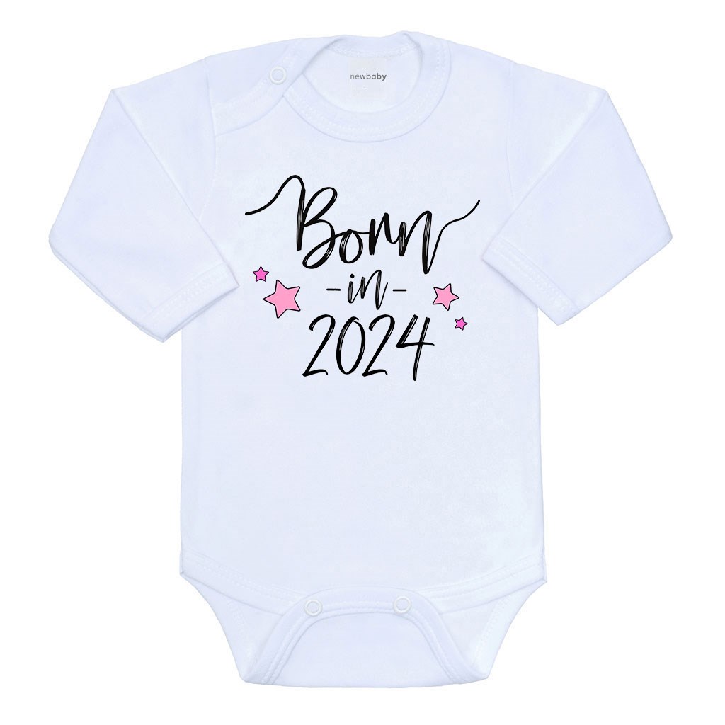 Body s potiskem New Baby Born in 2024 růžové Bílá 86 (12-18m)