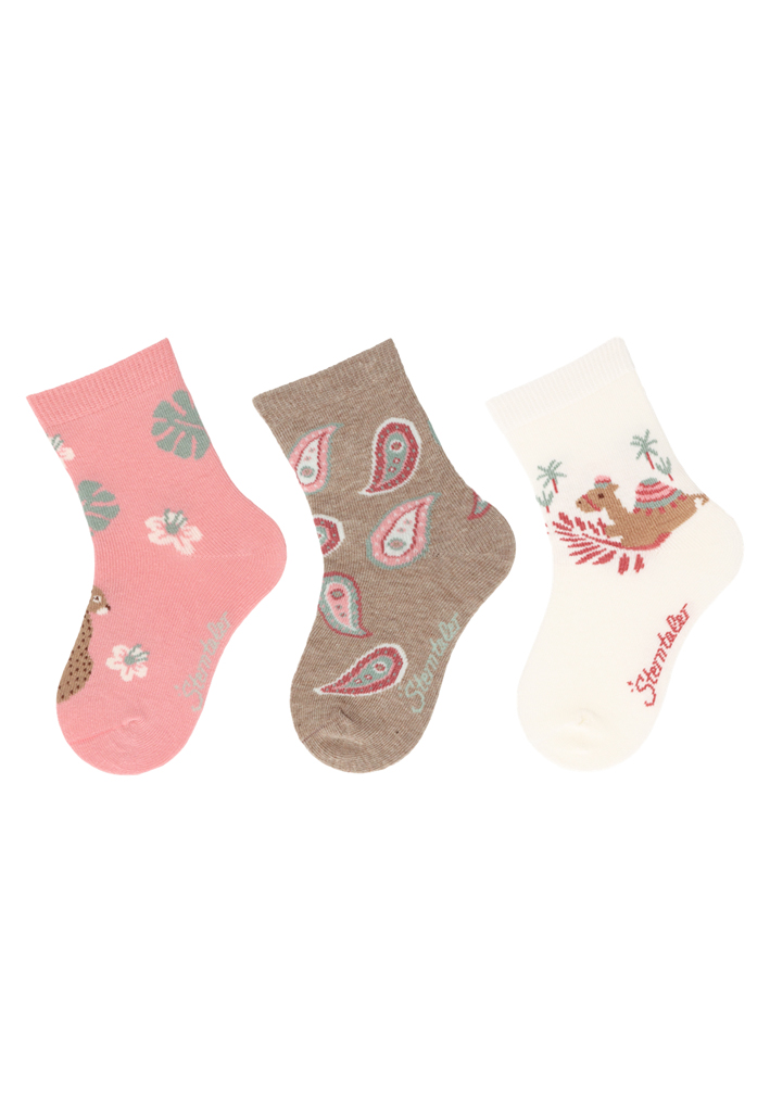 STERNTALER Ponožky barevné 3ks v balení růžová děvče vel. 22 12-24m