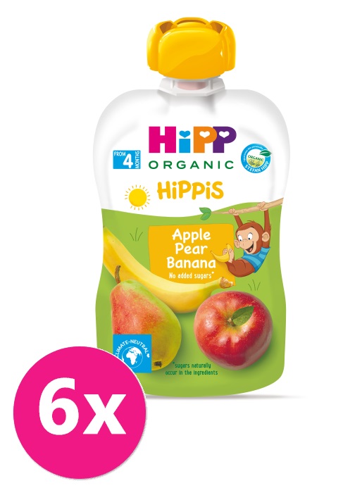 6x HiPP HiPPiS BIO 100% ovoce Jablko-Hruška-Banán 100 g