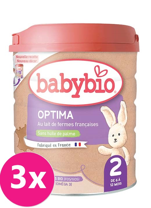 3x BABYBIO OPTIMA 2 kojenecké bio mléko 800 g