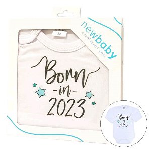 Body s potiskem New Baby Born in 2023 - dárkové balení Bílá 74 (6-9m)