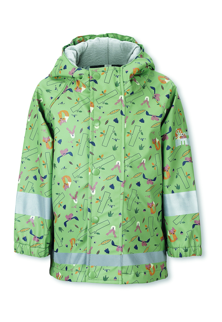 STERNTALER Bunda do deště s reflexními prvky nepromokavá lesní zvířátka green vel. 98 cm- 2-3 r