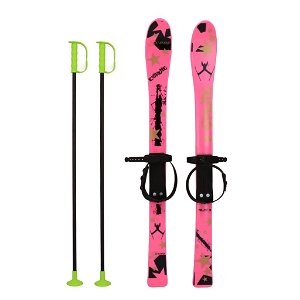 Dětské lyže s vázáním a holemi Baby Mix 90 cm růžové Růžová