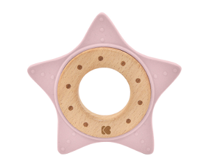 Kousátko silikon a dřevo Star Pink