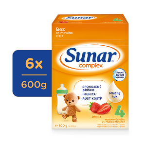 6x SUNAR Complex 4 Mléko kojenecké jahoda 600 g