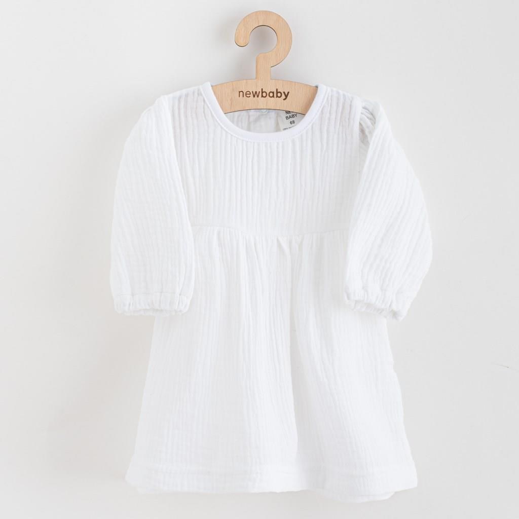 Kojenecké mušelínové šaty s dlouhým rukávem New Baby Elizabeth bílá Bílá 80 (9-12m)