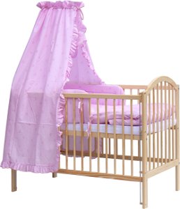 Dětská postýlka s kompletní výbavou Scarlett 120 x 60 cm - Méďa - růžová