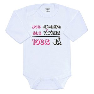 Body s potiskem New Baby 50% MAMINKA + 50% TATÍNEK - 100% JÁ růžové Růžová 68 (4-6m)