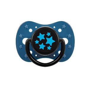 Uklidňující silikonový dudlík 12m+ Akuku modré hvězdičky Modrá 1-3 roky