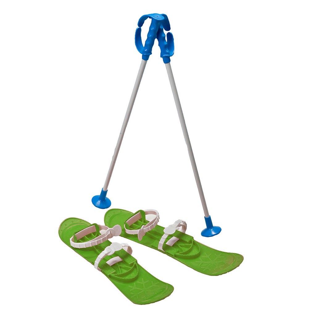 Dětské lyže s vázáním a holemi Baby Mix BIG FOOT 42 cm zelené Zelená