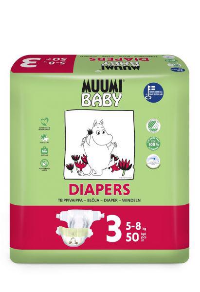 MUUMI Baby 3 Midi 5–8 kg (50 ks), eko pleny