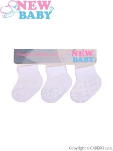 Kojenecké pruhované ponožky New Baby bílé - 3ks Bílá 74 (6-9m)