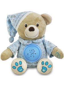 Plyšový usínáček medvídek s projektorem Baby Mix modrý Modrá
