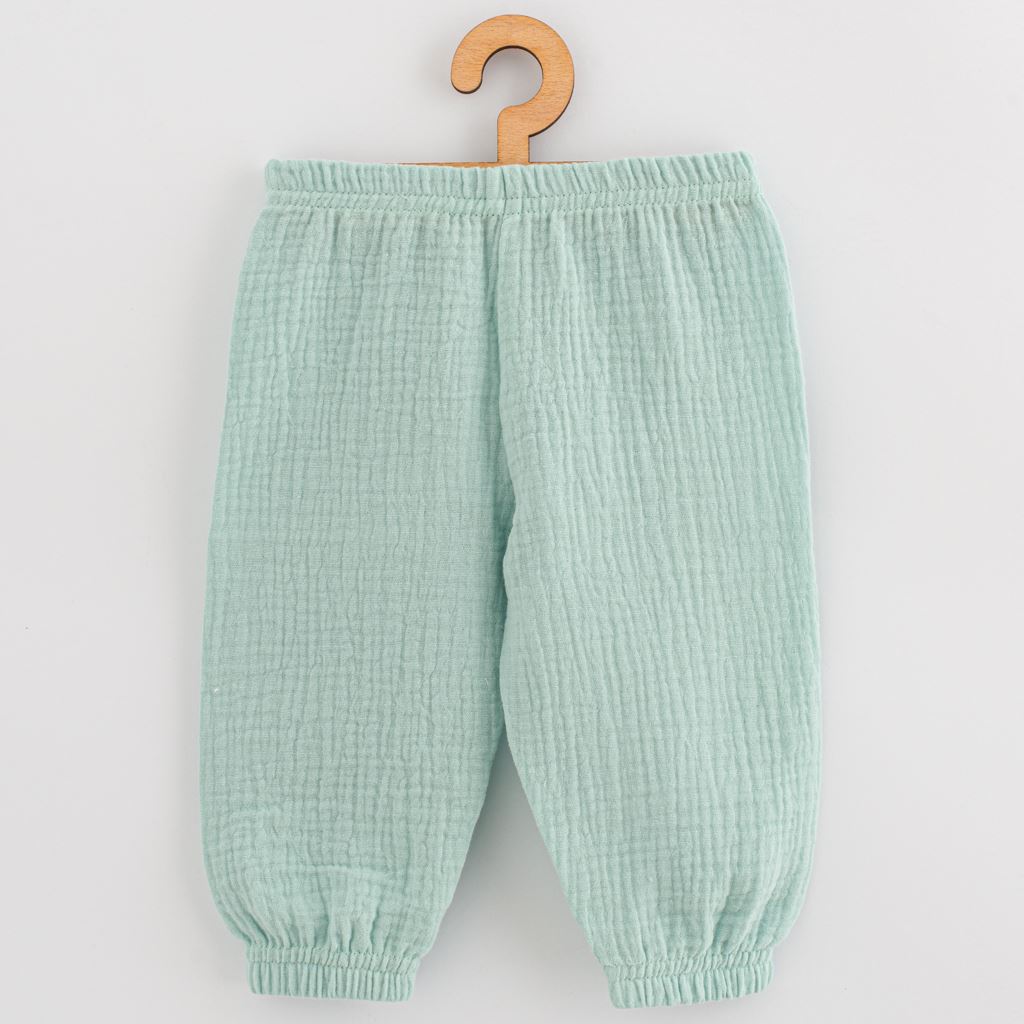 Kojenecké mušelínové kalhoty New Baby Feeling šalvějová Zelená 86 (12-18m)