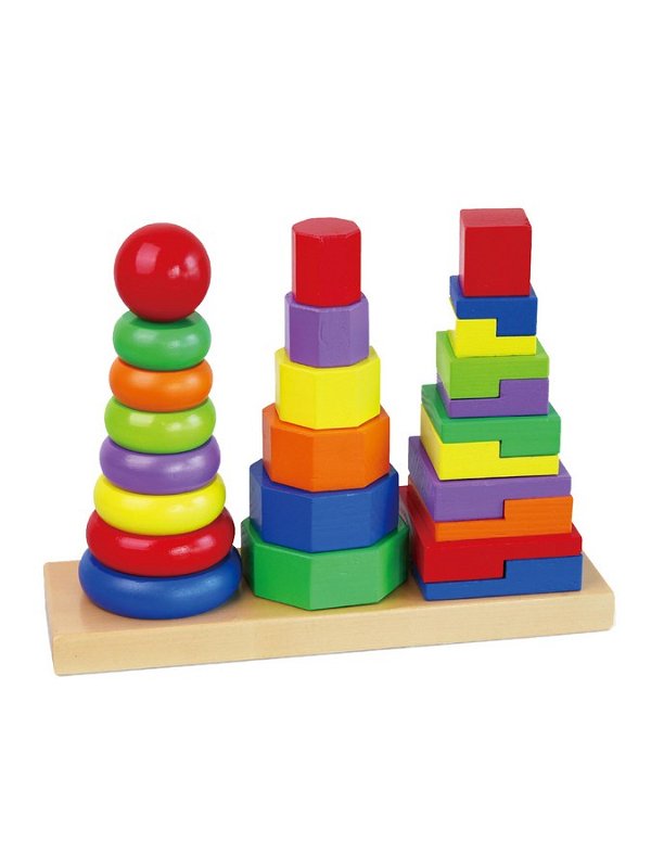 Dřevěné barevné pyramidy pro děti Viga Multicolor