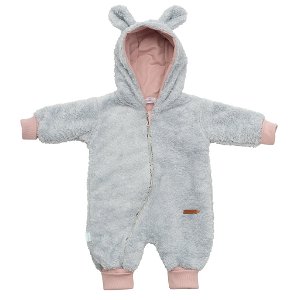 Luxusní dětský zimní overal New Baby Teddy bear šedo růžový Šedá 86 (12-18m)