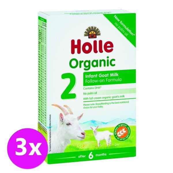 3x HOLLE Bio Dětská mléčná výživa na bázi kozího mléka, pokračovací formule 2