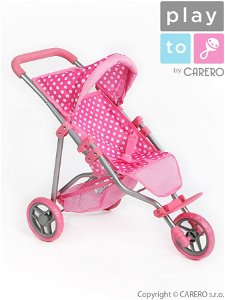 Sportovní kočárek pro panenky PlayTo Olivie světle růžový Růžová