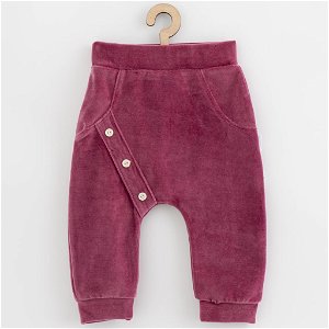 Kojenecké semiškové tepláčky New Baby Suede clothes růžovo fialová Fialová 74 (6-9m)