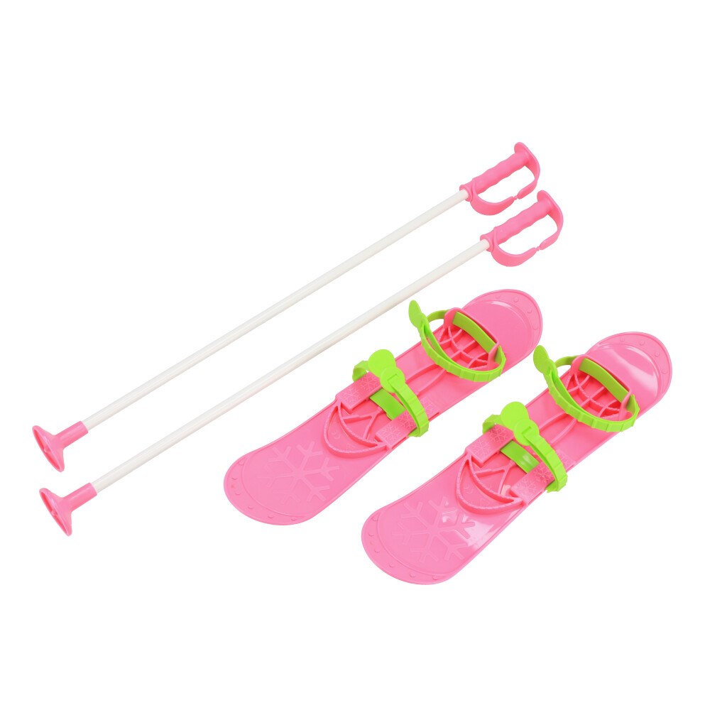 Dětské lyže s vázáním a holemi Baby Mix BIG FOOT 42 cm růžové Růžová
