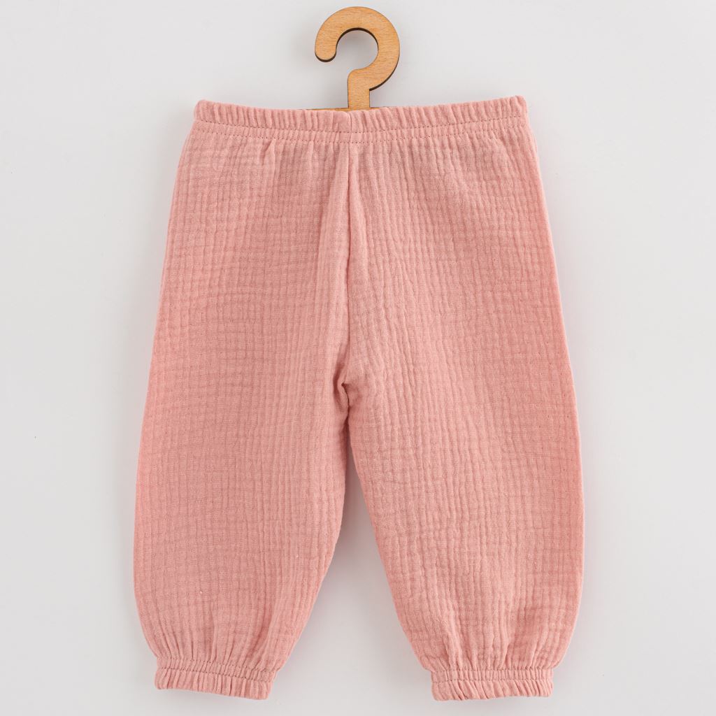 Kojenecké mušelínové kalhoty New Baby Feeling růžová Růžová 68 (4-6m)
