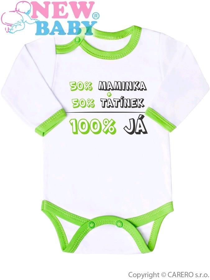 Body s potiskem New Baby 50% MAMINKA + 50% TATÍNEK - 100% JÁ zelené Zelená 86 (12-18m)