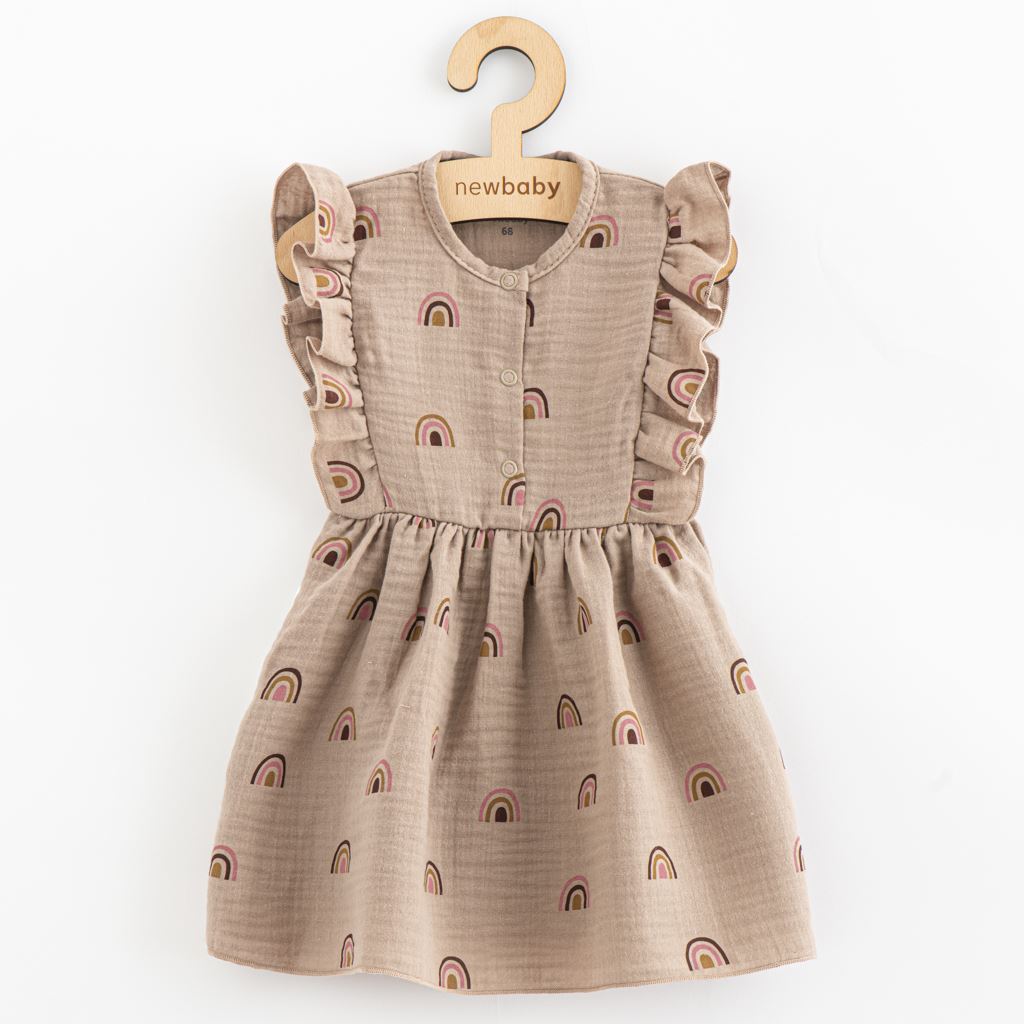 Letní kojenecké mušelínové šaty New Baby Rainbow Hnědá 62 (3-6m)