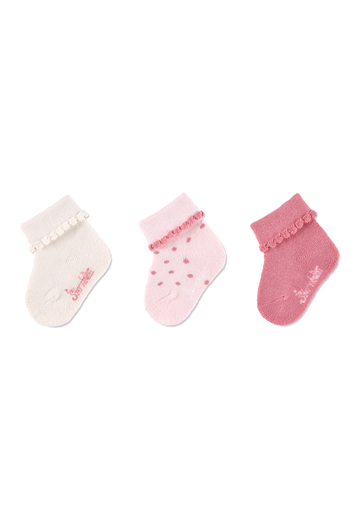 STERNTALER Ponožky krátké bavlna GOTS 3ks v balení růžová děvče vel. 18 6-12m