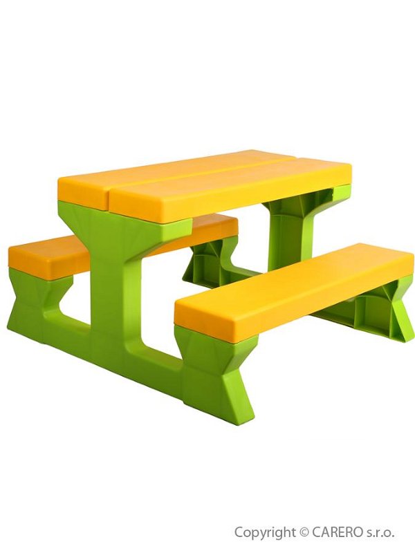 Dětský zahradní nábytek - Stůl a lavičky Žlutá