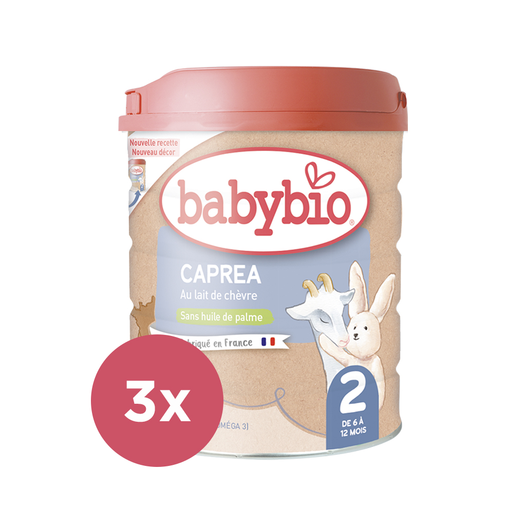 3x BABYBIO CAPREA 2 plnotučné kozí kojenecké bio mléko 800 g