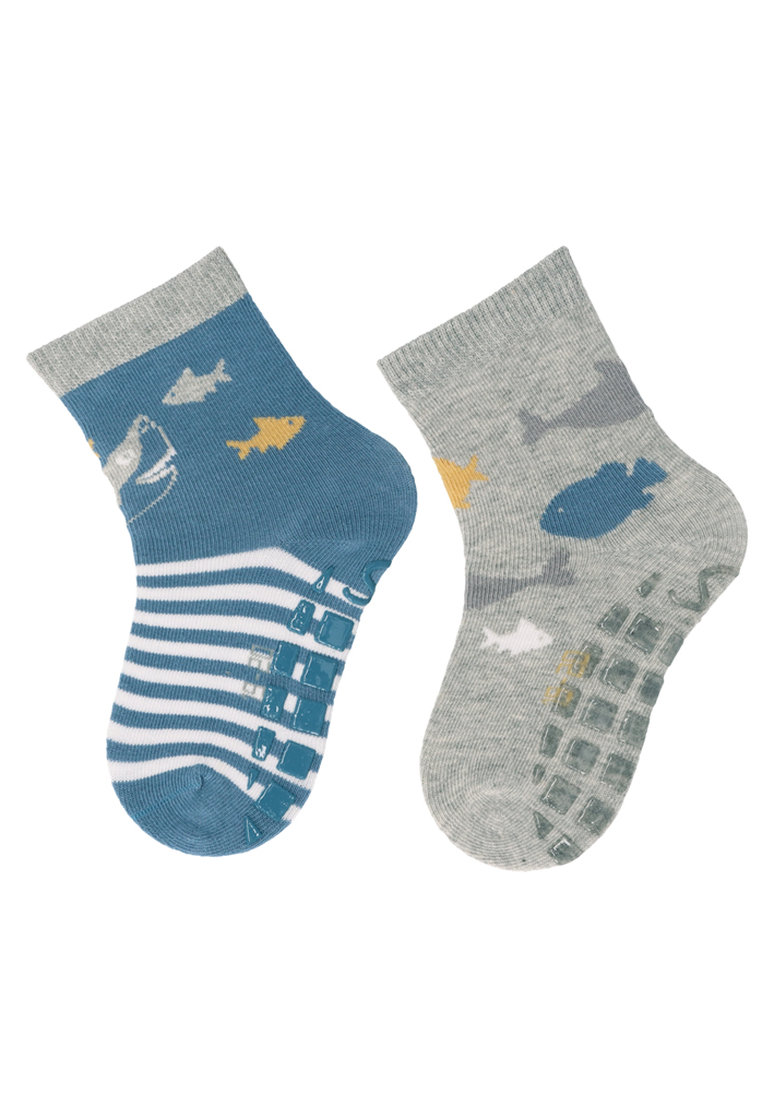 STERNTALER Ponožky protiskluzové Mořský svět ABS 2ks v balení modrá kluk vel. 22 12-24m