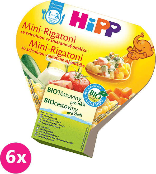 6x HiPP BIO Mini Rigatoni se zeleninou ve smetanové omáčce 250 g