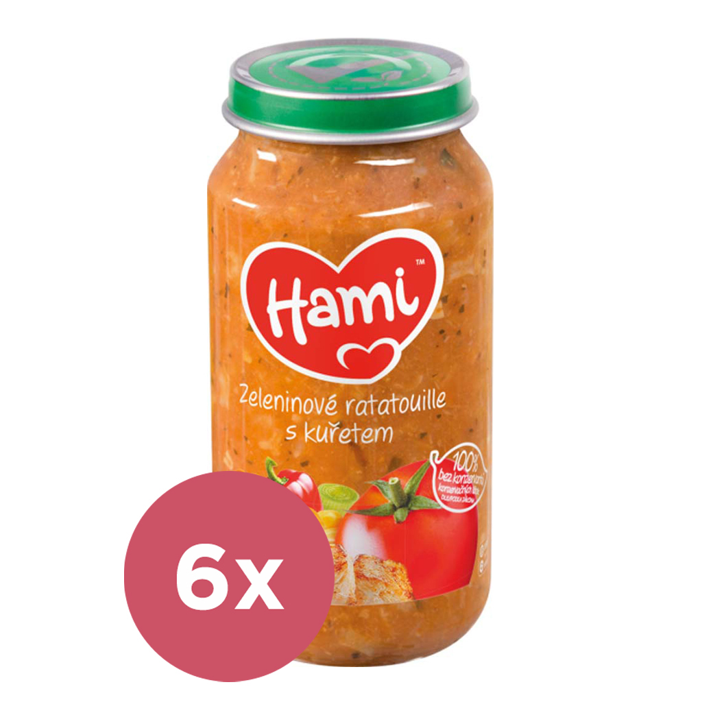 6x HAMI Zeleninový talíř s kuřetem (250 g) - maso-zeleninový příkrm