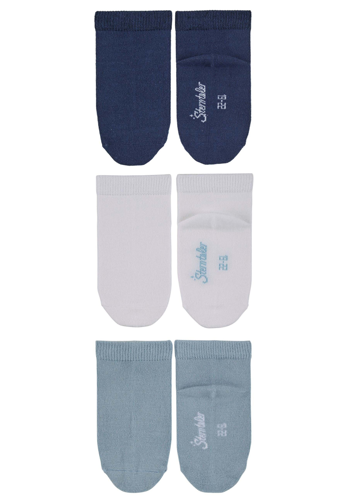 STERNTALER Ponožky nízké 3ks v balení modrá kluk vel. 18 6-12m