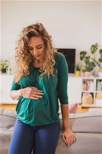 Těhotenské a kojící tričko Kangaroo milk & love zelená Zelená S