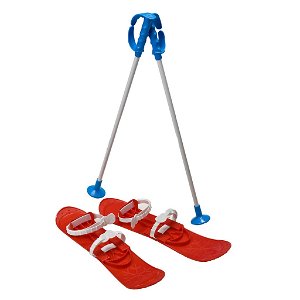 Dětské lyže s vázáním a holemi Baby Mix BIG FOOT 42 cm červené Červená